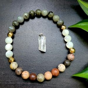 Labradorite, Artistic Jasper, & Mother of Pearl Bracelet